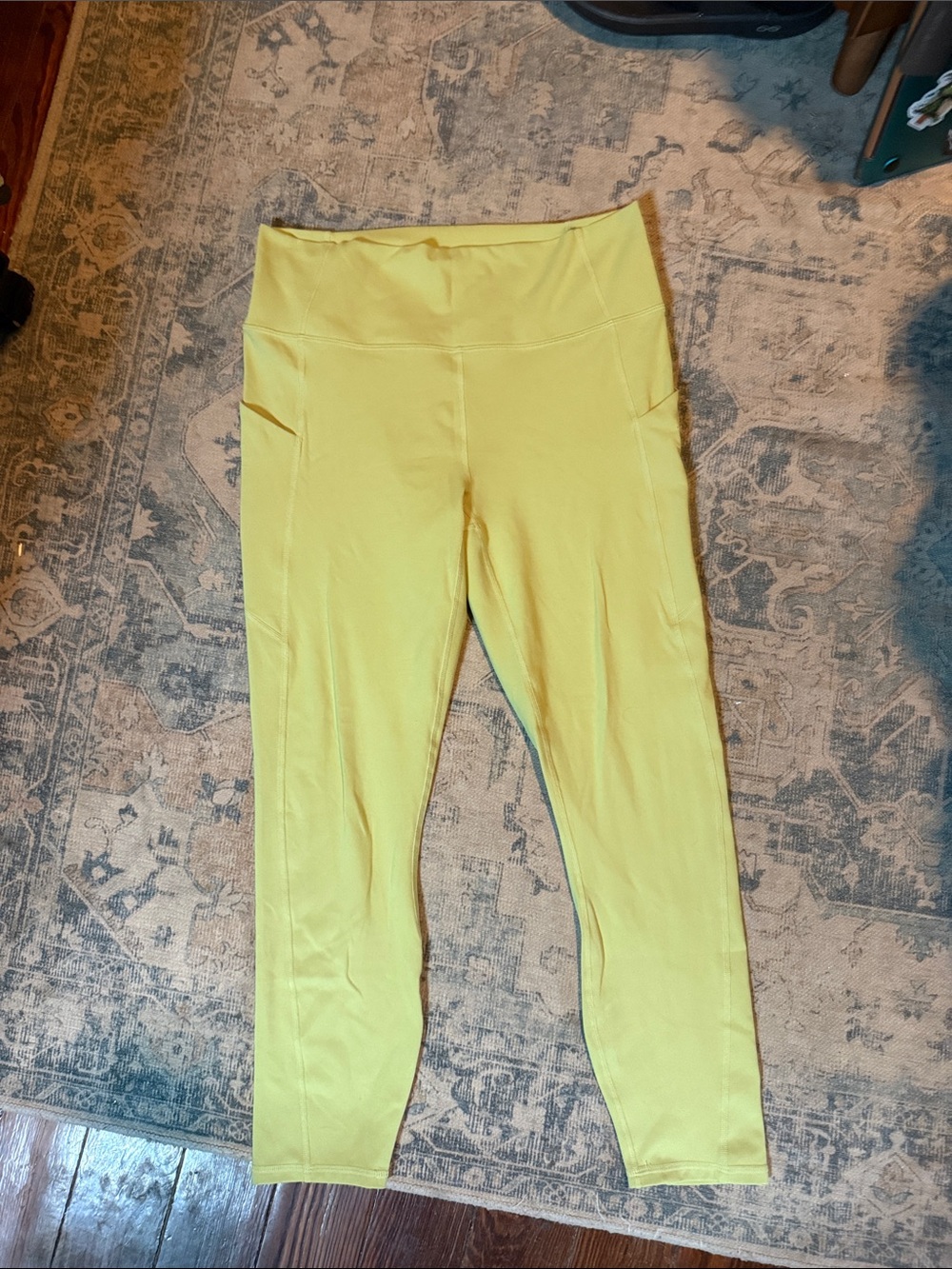 Fabletics Bright Yellow High-Rise Leggings with Side Pockets